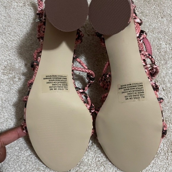Pink Snakeskin JustFab Strappy Heels - Picture 5 of 7